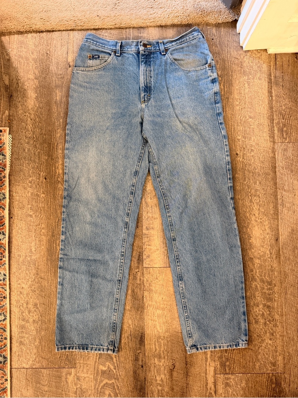 Lee Men’s Blue Denim Jeans Size 32 Stonewashed Faded 5-Pocket